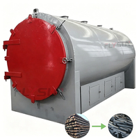 Horizontale houtskooloven met grote capaciteit, batch-type carbonisatie-apparatuur voor het carboniseren van hout, fruit, houten strips en bamboe.