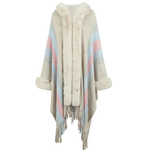 Fabricants Automne Hiver Chaud Manches Longues Tricoté <span class=keywords><strong>Cape</strong></span> Col Laine <span class=keywords><strong>Cape</strong></span> Poncho Tassel <span class=keywords><strong>Cape</strong></span> - Product Image 3