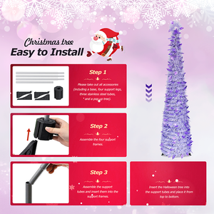 ชุดตกแต่งต้นคริสต์มาสสีม่วงลายดอกชบาแบบใหม่ พร้อมฉากสร้างสรรค์และต้นคริสต์มาสแบบขยายได้ - Product Image 4