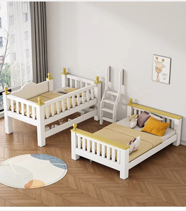Lit superposé multifonctionnel en bois massif pour enfants, simple avec échelle, armoire, lit de maman, meubles de chambre à coucher - Product Image 5