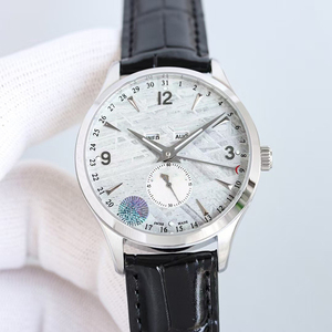 Reloj de Lujo Personalizado, Mecánico Automático, Esfera Plateada Texturizada, Diseño Celestial con Triple Fecha, Caja de Acero Plateado, para Caballeros - Product Image 2