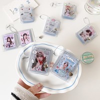 Mini album transparent mignon motif ange pour cartes de 2 pouces, porte-clés Purikura et porte-photo d'identité, breloque de rangement pour photocartes pour les fans de K-Pop