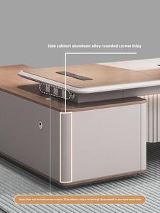 เก้าอี้สำนักงานประธานบริษัท ชุดโต๊ะทำงาน ดีไซน์หรูหรา สไตล์อบเคลือบสี บรรยากาศผู้บริหารระดับสูง - Product Image 5