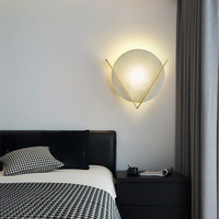 Nordic Lampu Dinding Bundar Modern Sederhana Lampu Hias Dinding Latar Belakang Ruang Tamu Lampu Belajar Kamar Tidur Lampu Dinding Marmer