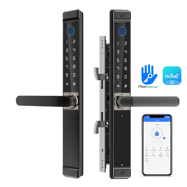 Slim Sliding Aluminum Alloy Smart Lock for Aluminum/Wood Doors IP65 Waterproof Wi-Fi/ Tuya App