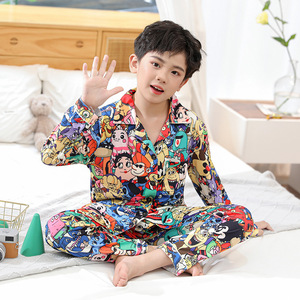Set Pigiama Autunnale con Colletto per Ragazzi, Pigiama con Stampa Cartoni Animati per Bambini 2-15 Anni, Pigiama Primaverile a Maniche Lunghe per Bambine, Morbido Abbigliamento da Casa per Bambini - Product Image 5