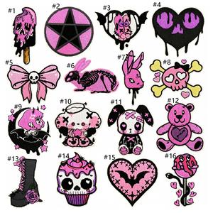 Parches Góticos Bordados Termoadhesivos de Estilo Gótico en Rosa Oscuro para Decoración Personalizada - Product Image 2