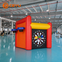 Ceyu Ensemble de Jeux Gonflables 4 en 1 pour Carnaval : Lancer d'anneaux, Cible de fléchettes, Basket-ball, Lancer de sacs de farine – Location pour Fêtes Enfants et Adultes