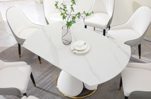 Fashion Modern Marble <b>Foldable</b> Square Top Dining <b>Table</b> with Adjustable Retractable Design Waterproof 8 Pcs <b>Chairs</b> for Hotel Use - Product Image 6