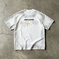 Camiseta Vintage de Verano de Alto Gramaje con Teñido por Pulverización, Efecto Desgastado, Oversize, Casual, con Logotipo Personalizado Serigrafiado, Estilo Streetwear