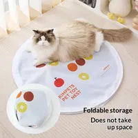 Mainan Tikar Bermain Kucing Interaktif, Tahan Gigitan, Plastik, Desain Lipat Ringkas, Otomatis Bergulir, Mainan Latihan Kucing Indoor