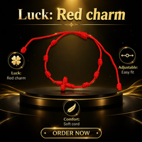 Nouveau Bracelet Chrétien Tressé en Corde Rouge avec Breloque Croix 7 Nœuds, Fait Main, Chapelet Religieux en Corde Rouge, En Stock