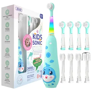 SEAGO SG2139 LED Light 3 Modes Silicone Material 60 Days Last Magnetic Charging Kids Baby Rechargeable Sonic Electric Toothbrush
