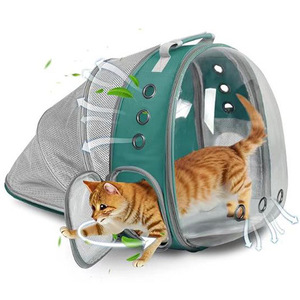 Transparent Capsule Style Cat <b>Backpack</b> <b>Large</b> Capacity Expandable Front And Back Portable Breathable For Cats 7kg And Above - Product Image 1