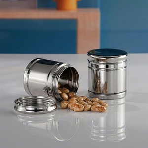 Stainless Steel Spice <b>Containers</b> Round Airtight Food Storage Jars Minimalist Design Polished Finish - Product Image 4