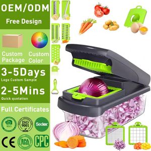 เครื่องหั่นผักอเนกประสงค์แบบมือถือ OEM/ODM 15 in 1 ที่หั่นหัวหอม ปอกมันฝรั่ง หั่นผลไม้ และหั่นผัก - Product Image 1