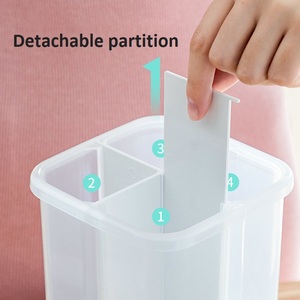 Best-seller Boîte de rangement amusante en plastique à quatre compartiments Contenants alimentaires de cuisine en forme de rectangle pour le rangement du garde-manger - Product Image 4