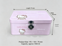 Boîte en métal rectangulaire imprimée de dessins animés, verrouillable, avec serrure, pour cadeaux de Noël, bonbons, cosmétiques, papeterie, emballage