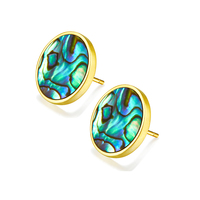 Boucles d'oreilles en argent S925 hypoallergénique plaqué or bijoux de plage boucles d'oreilles en coquillage d'ormeau pour femmes