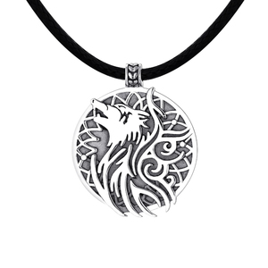 Mythologie nordique Bijoux Protection Talisman <span class=keywords><strong>Norsemen</strong></span> 925 Sterling Silver Viking Wolf Amulette Pendentif Collier pour Hommes - Product Image 1