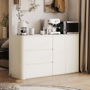 XHA Modern <b>White</b> Wood Bar <b>Cabinet</b> with Flat Panel Doors and <b>Storage</b> Drawers for Kitchen or Entryway Use - Product Image 5