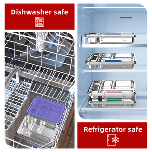 Aohea Stainless Steel <strong>Bento</strong> <strong>Box</strong> 5 Sections Kids Lunchbox Leak Proof Airtight <strong>Bento</strong> <strong>Box</strong> with Food Jar - Product Image 6