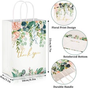 LOKYO sıcak satış kişiselleştirilmiş özel kağıt torbalar bükülmüş kolu beyaz teşekkür ederim kağıt torba ile logo - Product Image 4