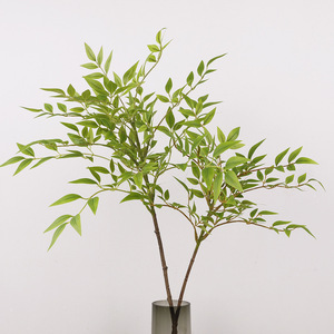Planta Artificial 3D de Tallo Único Nandina Domestica, Hojas de Goma Suave, Decoración Interior, Vegetación - Product Image 1