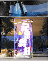 Film LED transparent flexible auto-adhésif P8 pour extérieur, pour la décoration des murs-rideaux en verre des immeubles de bureaux