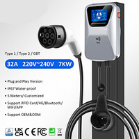 Cargador de Vehículos Eléctricos de Pared de 7kW 11kW 22kW Tipo 2 GBT EVSE con Control por Aplicación, Estación de Carga para Uso Doméstico
