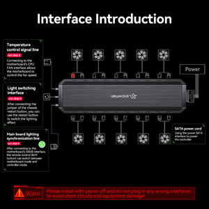 Pupazzo di neve ARGB e PWM ventola Hub Controller 10 porte PC ventole Hub con Controller e SATA ingresso di potenza magnetico Backplane Splitter - Product Image 5