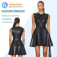 2026 QY OEM Maßgeschneidertes PU Schulterfreies Einfarbiges Party-Minikleid Elegantes Damen-Abendkleid Mädchen Casual Damenkleider