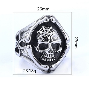 Anillo de calavera gótica de acero inoxidable, joyería de motorista Punk para hombres, banda de cabeza de muerte Vintage, anillo llamativo vanguardista - Product Image 6