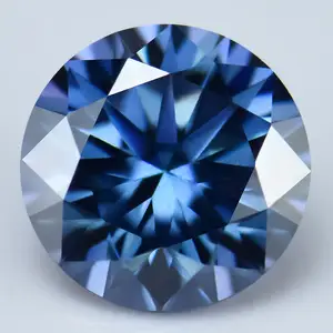 Wholesale High Quality Loose Gemstone Round Original Royal Blue Moissanite Stones