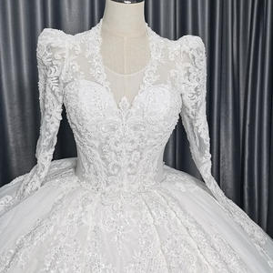 Robe de mariée élégante du Nigeria, robe de mariée ornée de fleurs, Vestidos De Novias, robe de soirée en dentelle à sequins et perles Lscm06 Jancember - Product Image 5
