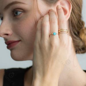 Gemnel Messing Großhandel Party-Geschenk Bestseller 18k Vergoldeter Zirkonia Ewigkeitsring Minimalistischer Sternring für Damen - Product Image 3