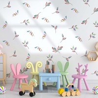Autocollants muraux en forme de feuille verte dorée, peintures murales décoratives, plantes, autocollants muraux 3D pour chambre à coucher, salon, chambre d'enfant, décorations pour la maison