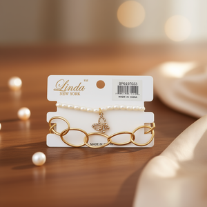 Brazalete de Trébol Chapado en Oro Linda New York con Perlas de Imitación, Joyería de Moda para Mujer - Product Image 2