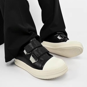 <b>Matte</b> leather double-weave metal snap Velcro casual board shoes for commuting with high appearance level skateboard single shoes - Product Image 4