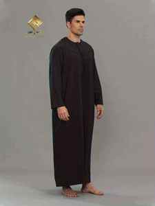 Men's Arabian Burqa Elegant Omani Style Soft 100% Polyester Quick Dry Lightweight Long Sleeve Fashionable Black for eid - Product Image 1