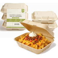 Ensemble de vaisselle jetable écologique et biodégradable, compatible micro-ondes, imperméable et résistant à la graisse, en fibre de bambou et bagasse de canne à sucre