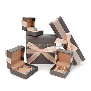 2022 Bulk Custom Logo Necklace Ring Bracelet Earring Bow Pink Velvet PU Suede Ribbon Gift Jewelry Boxes