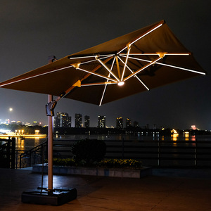 Factory High Quality Aluminum Outdoor Cantilever Roman <strong>Parasol</strong> <strong>with</strong> Led <strong>Light</strong> Modern Waterproof Windproof Patio Umbrella Base - Product Image 4