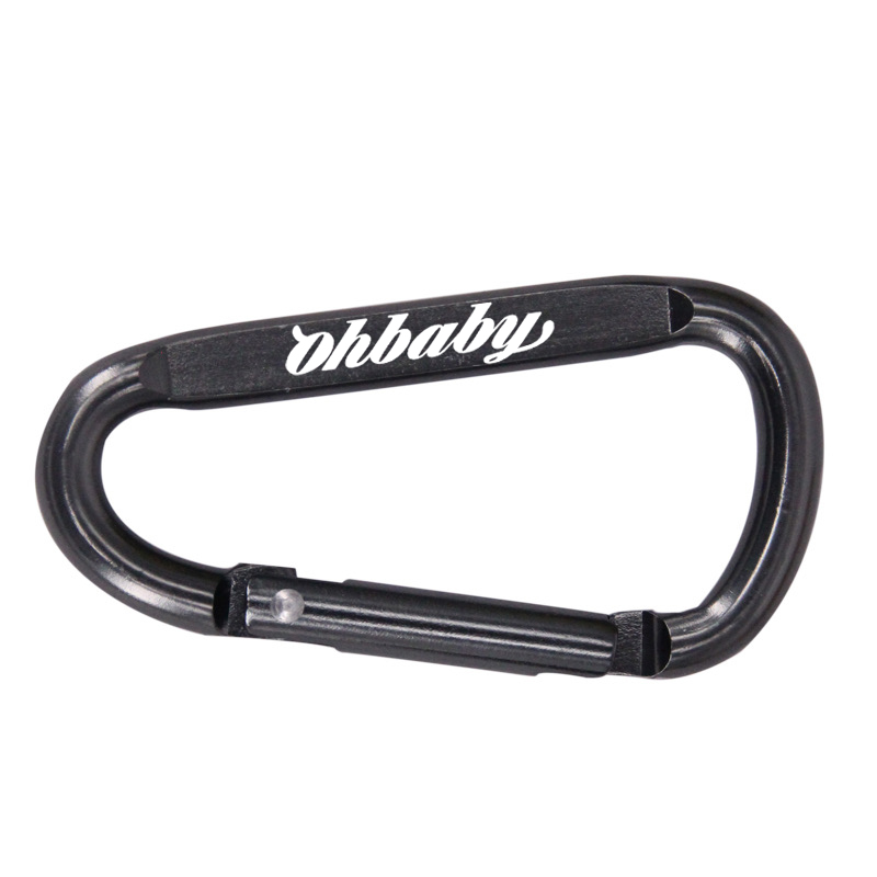 6 см с лазерной гравировкой логотипа на заказ, D-образная черная металлическая лента, наружный альпинистский алюминиевый карабин, зажим для карабина, тренажерного зала