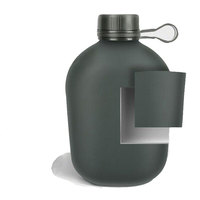 Botella de Agua Táctica Portátil de Aleación de Aluminio de 1L, Cantimplora para Campismo, Senderismo, Supervivencia, para Entusiastas de la Aventura