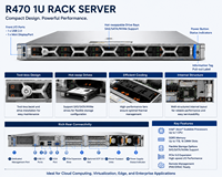 Server Rak 1U R470 Prosesor Intel Xeon 6 Memori DDR5 ECC Server Pusat Data Enterprise NVMe
