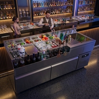 Stasiun Bar Koktail Berpendingin Profesional 1800 304 Stainless Steel Modular dengan Wastafel untuk Klub Malam dan Hotel
