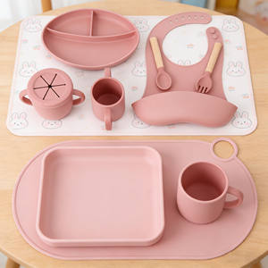 Nuevo Producto: Set de <span class=keywords><strong>Vajilla</strong></span> de Silicona Reutilizable para Bebé, Plato con Succión Antideslizante, Babero Impermeable, Set de Cubiertos de Silicona para Alimentación de Bebés - Product Image 2