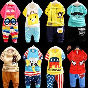 Ventes en gros de kits d'été en coton pour enfants de 0 à 12 ans, ensembles de styles variés, robes, jupes, t-shirts, pantalons - Product Image 3