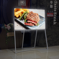 Papan Reklame Baja Persegi Berdiri Bebas Magnetik Dekoratif LED Papan Iklan Portabel Lightbox Holder Papan Menu Stand
